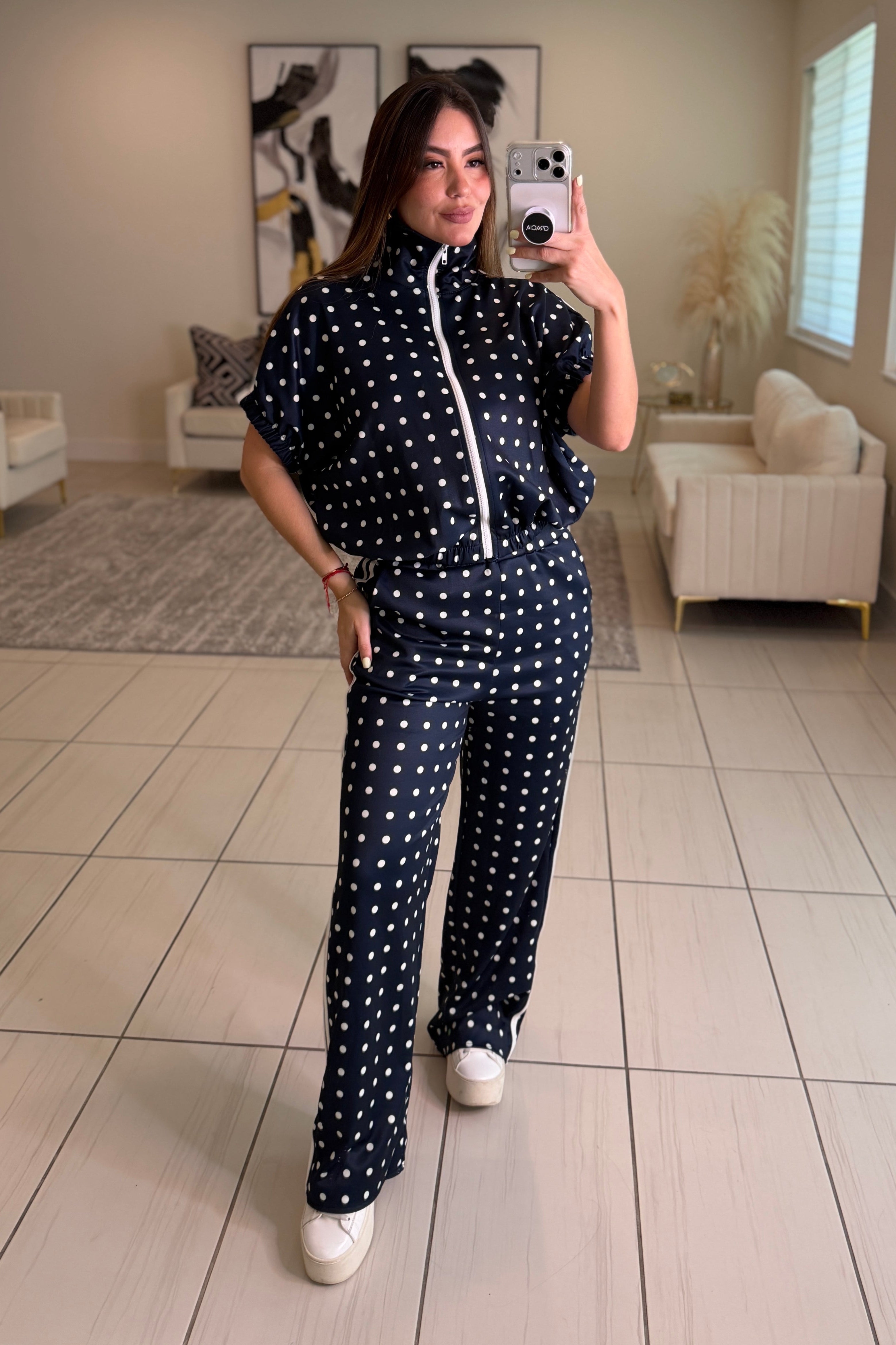 Italian Dots Navy Blue Pants Set