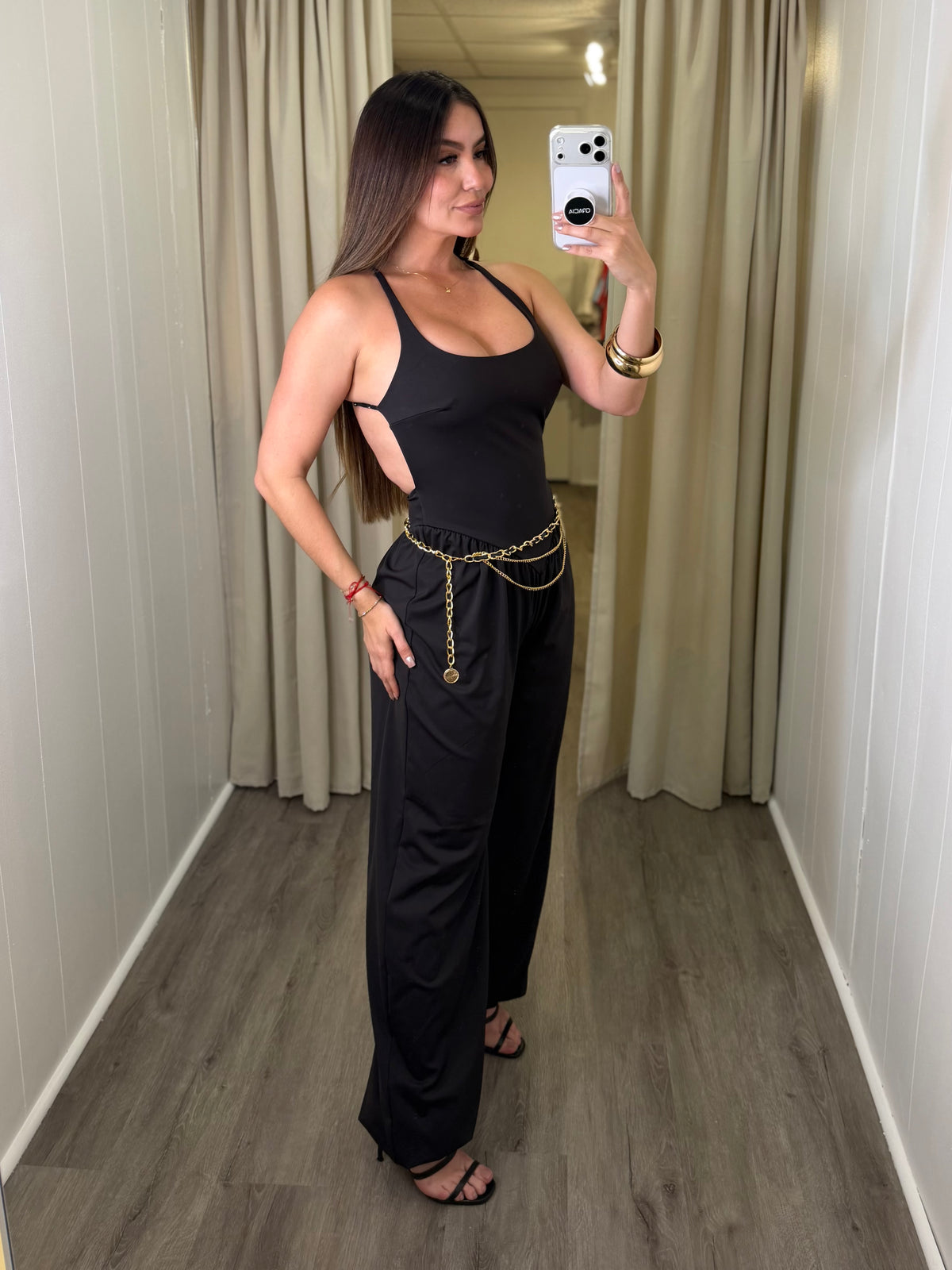 Effortless Essence Ruched Black Jumpsuit