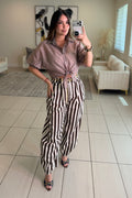 Italian Stripes Brown Barrel Pants