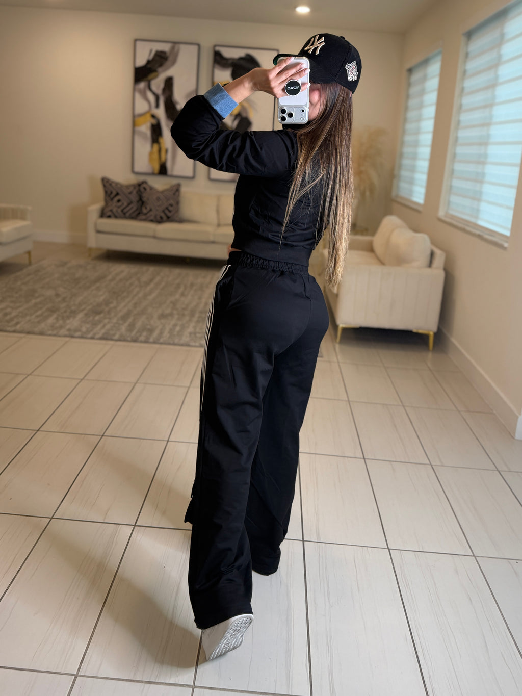 Divine Black and Denim Contrast Pant Set