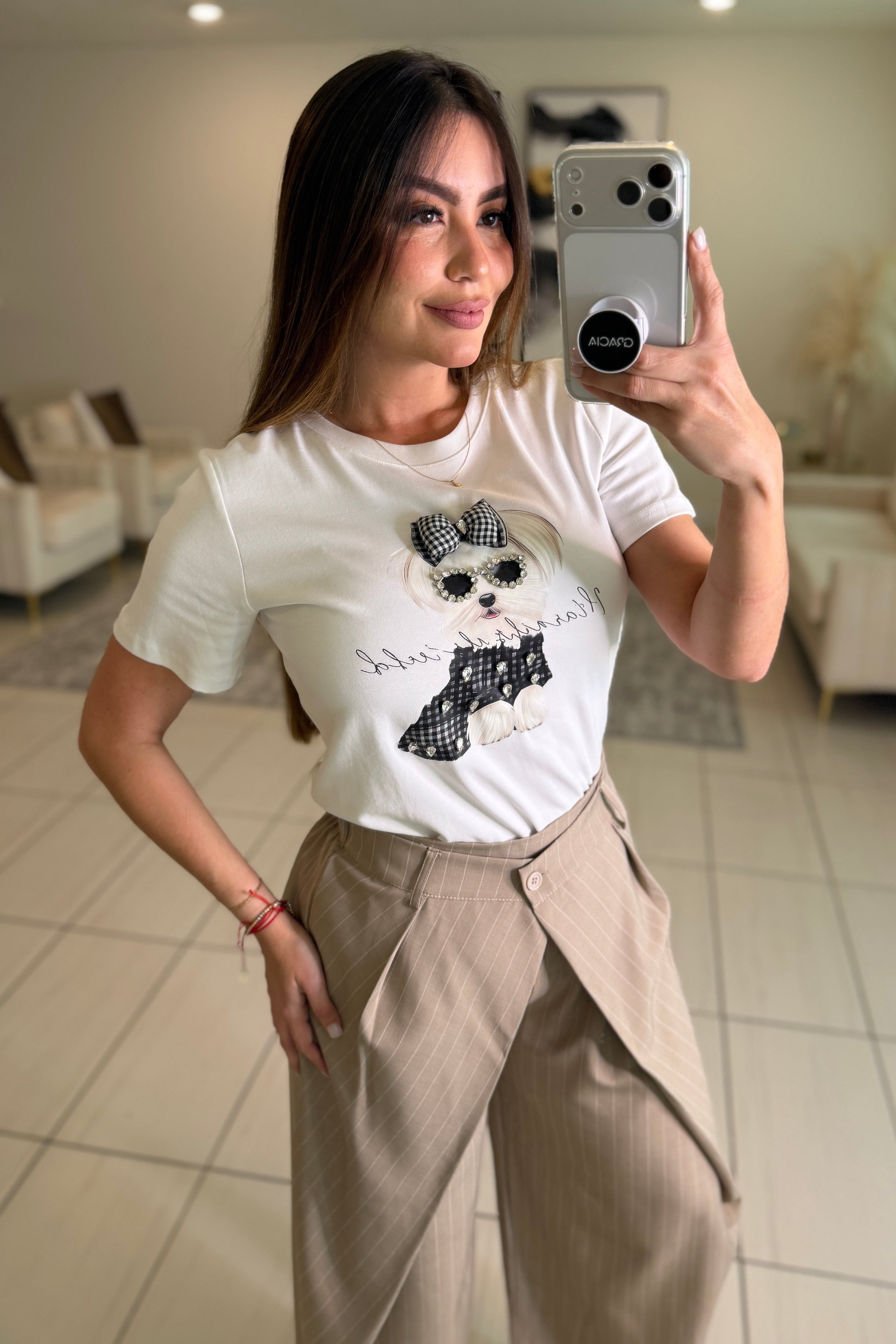 Cutest Charming Dog White Tshirt Top