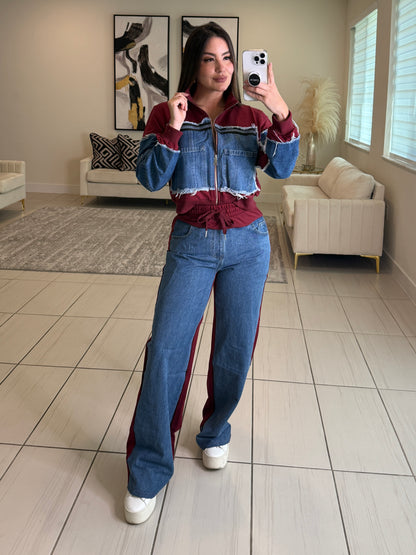 Iconic Wine and Denim Contrast Set