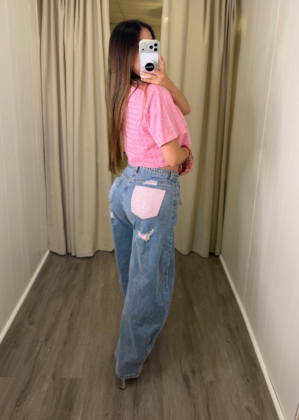 Glow Up Rhinestones Pink Top