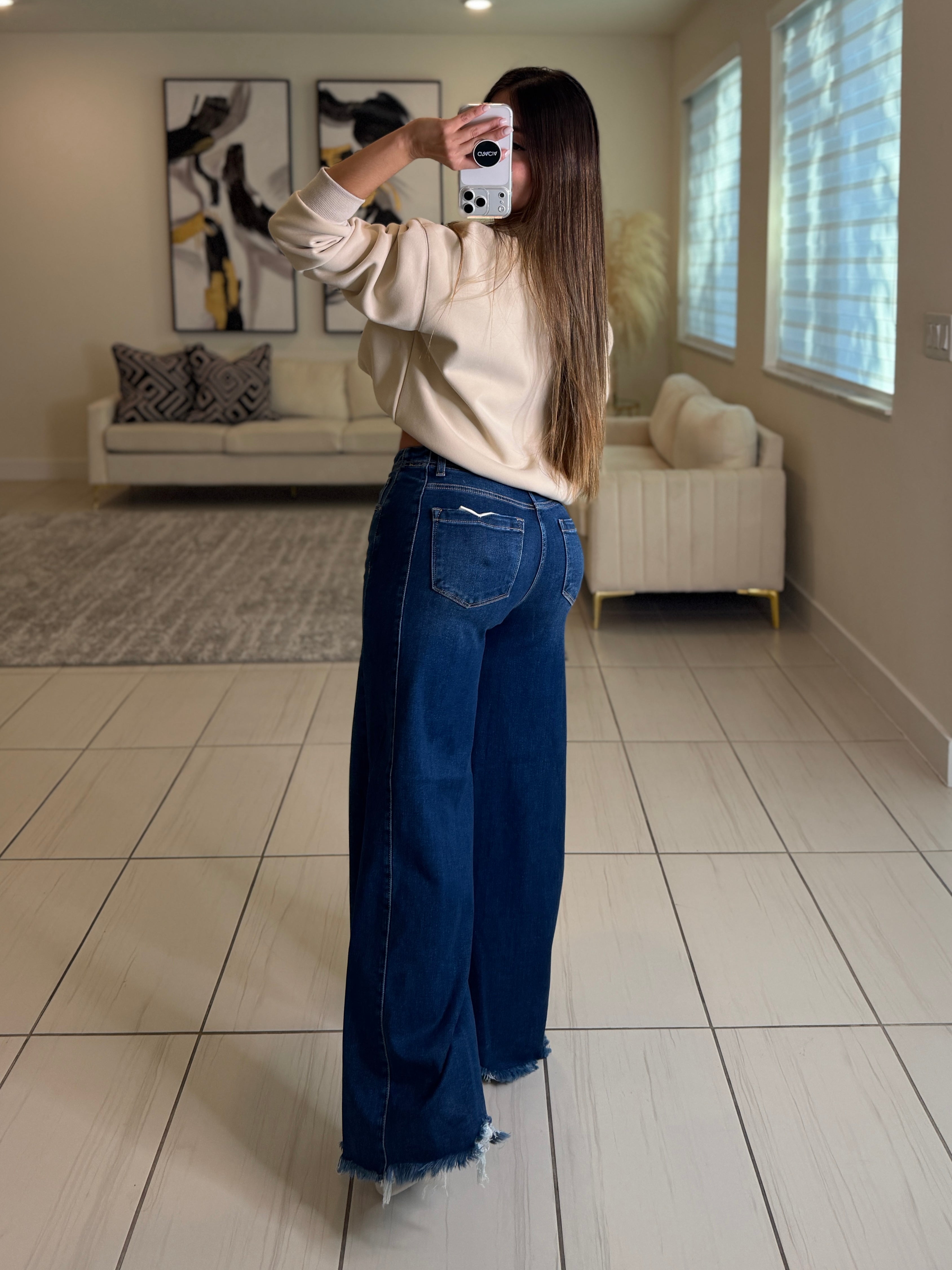 Discreet Ripped Blue Denim Pants