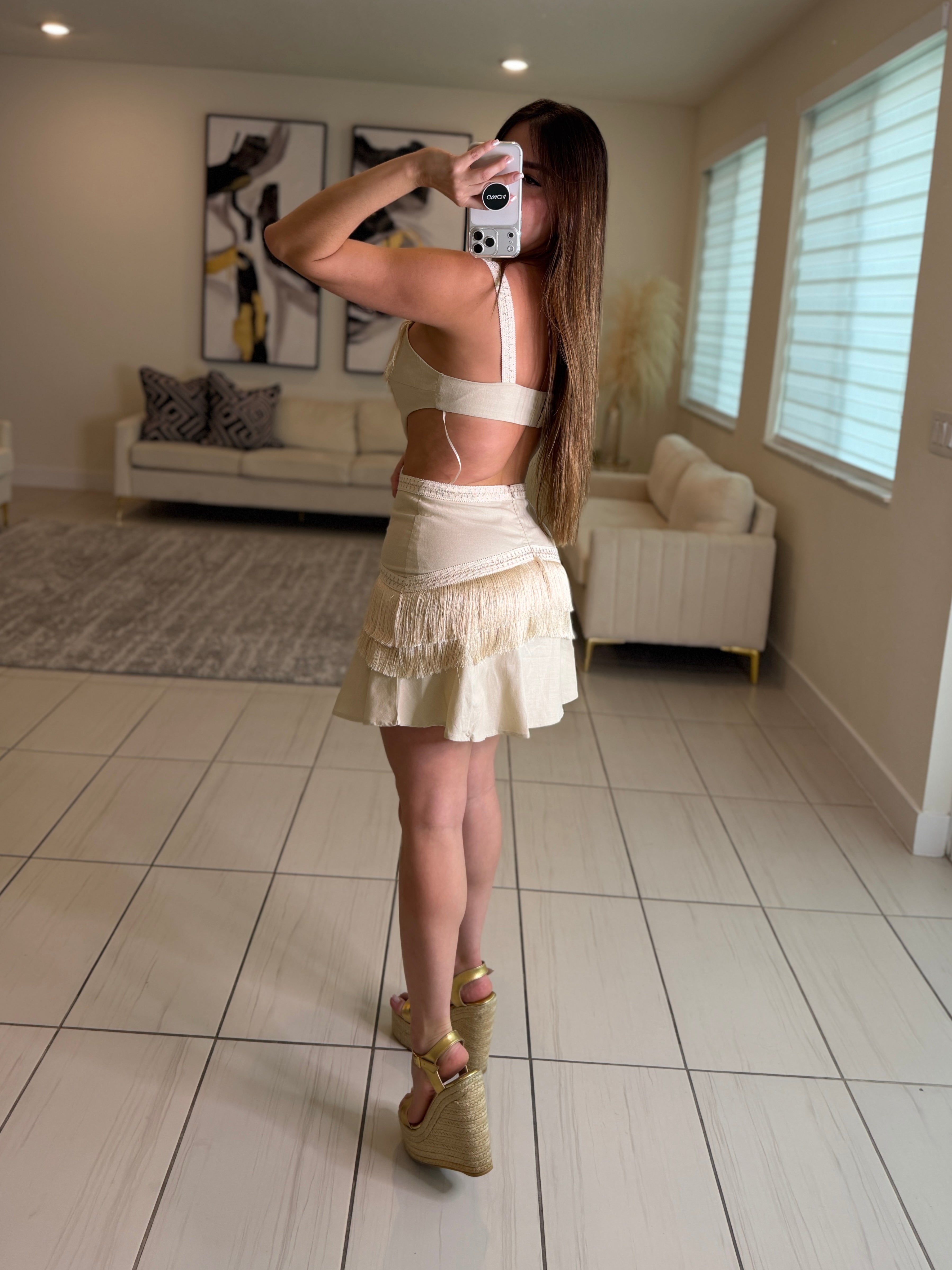 Solar Seduction Beige Dress