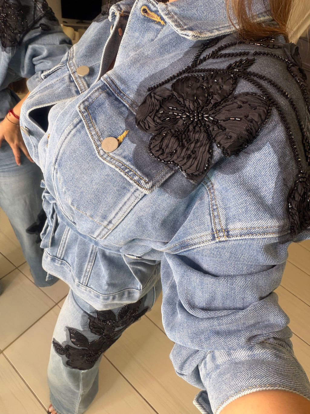 Black Prairie Denim Pant Set