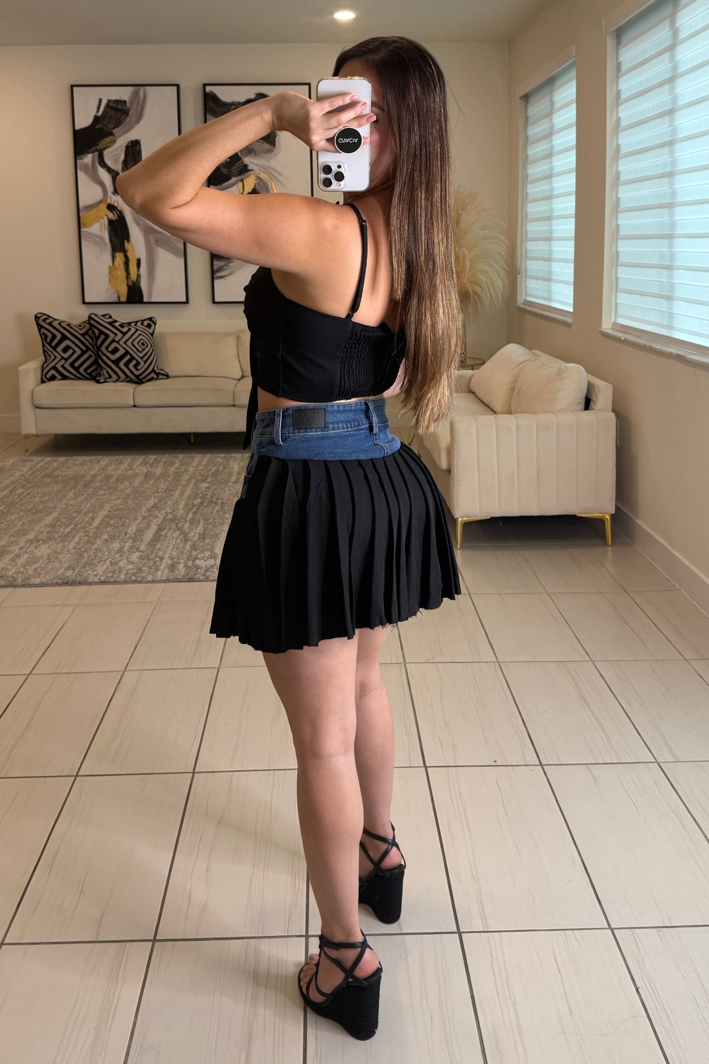Strong Attraction Black and Denim Skort