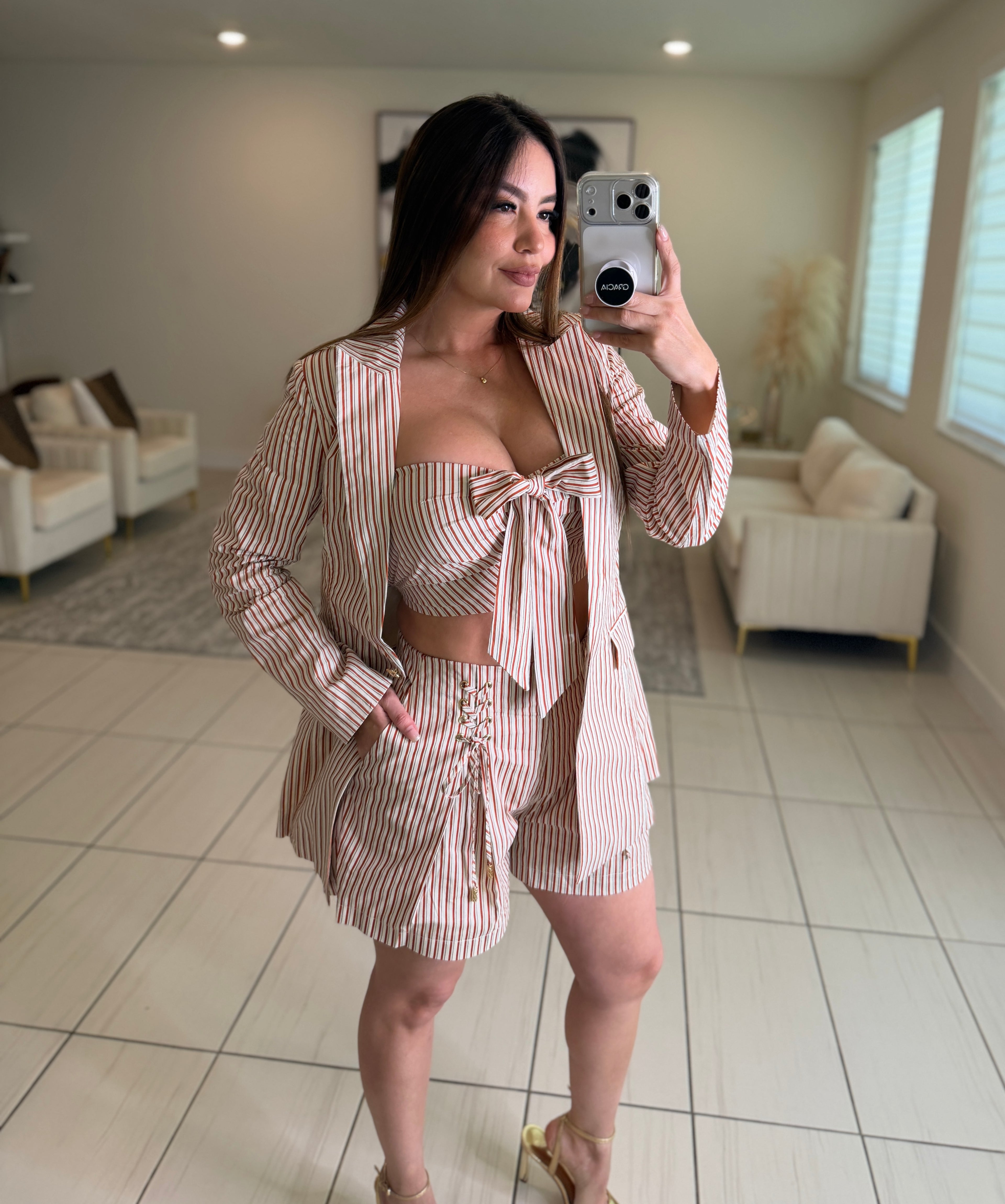 Spring Stripes Blazer and Short Set