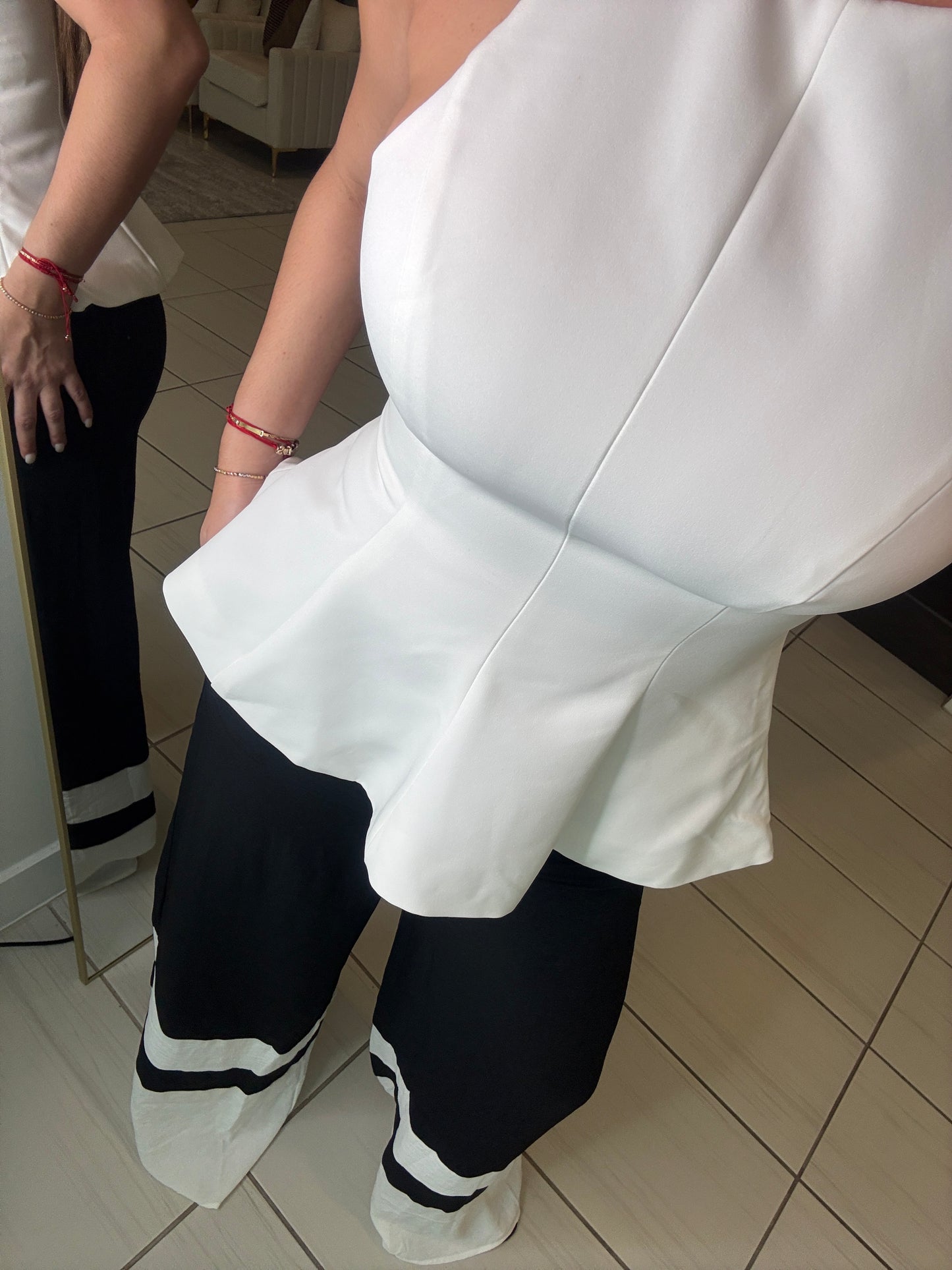 Refined Peplum White Top