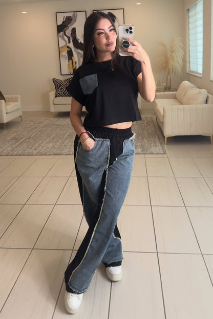 Iconic Structure Black Pants Set