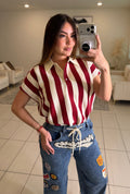 Sweet Stripes Red Wine Top