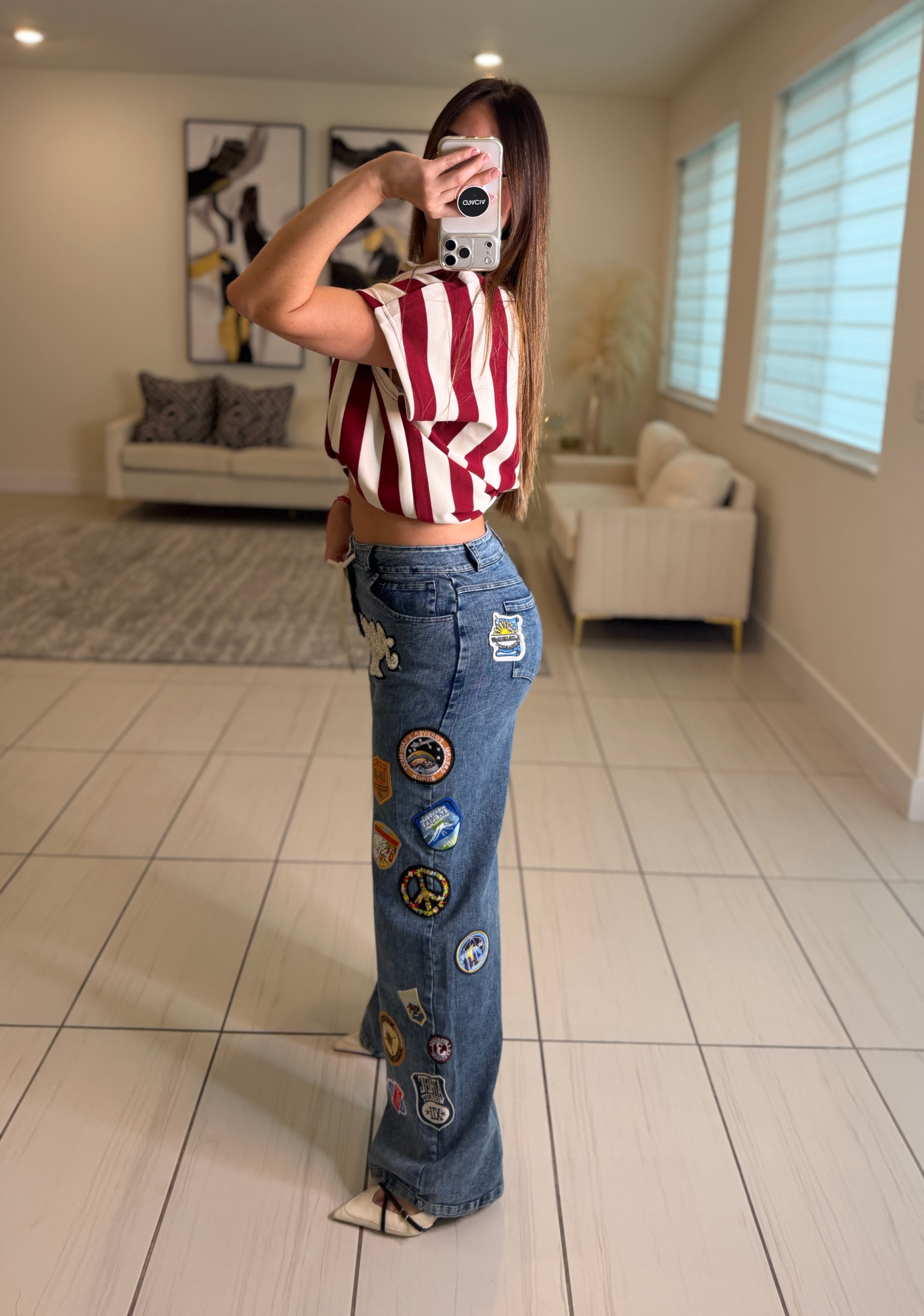 Sweet Stripes Red Wine Top