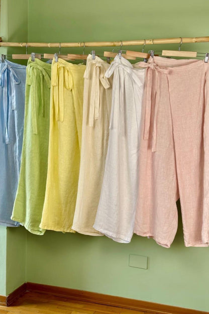 Villa Escape Blue Linen Pants