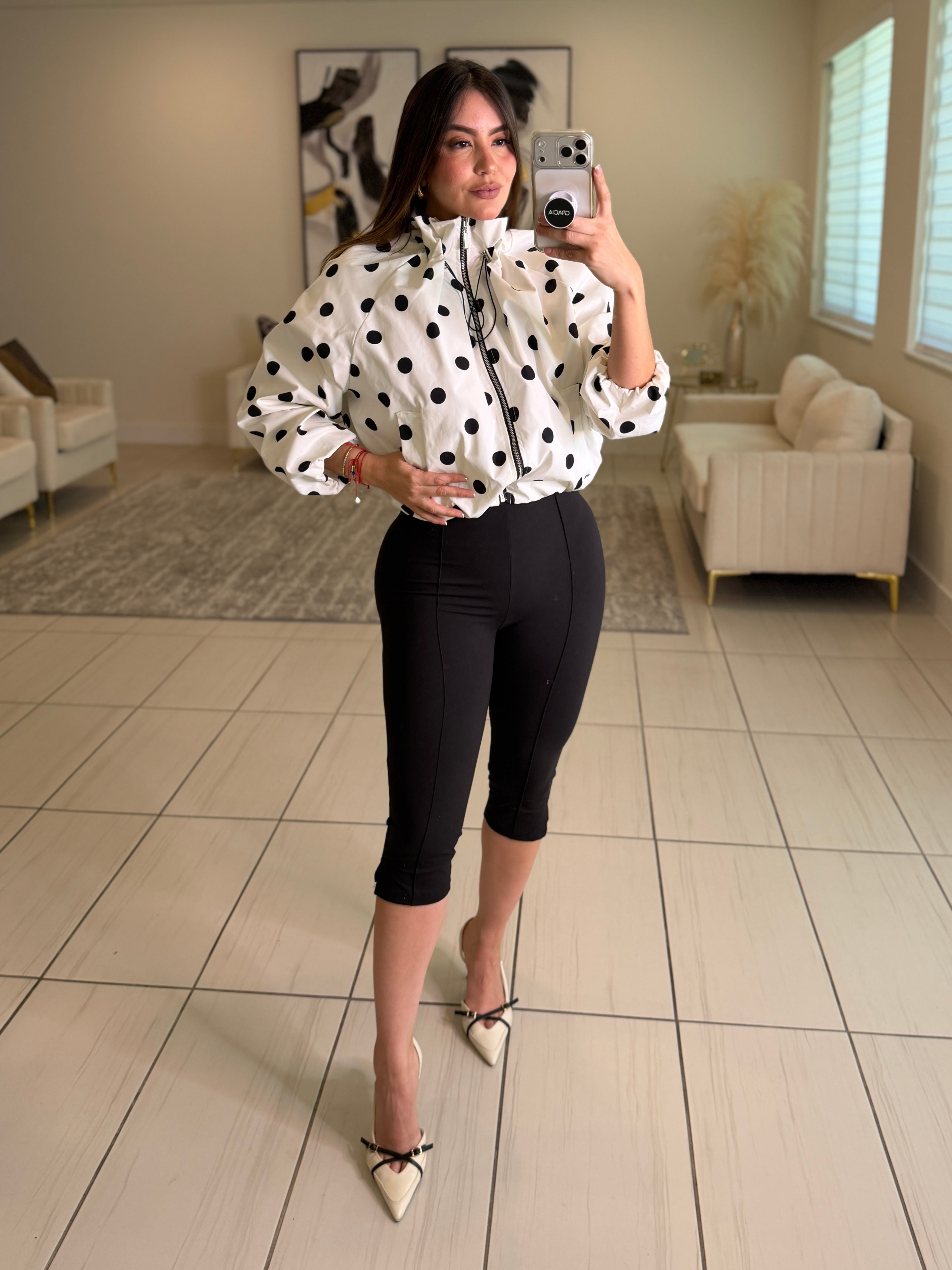 Polka Muse White Bomber Jacket