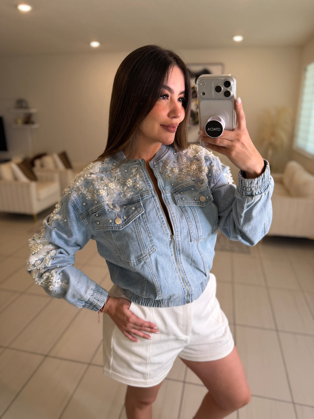 City Of Pearls Denim Jacket