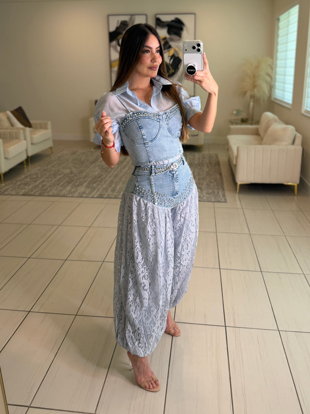 Radiant Prairie Lace Blue Pant Set