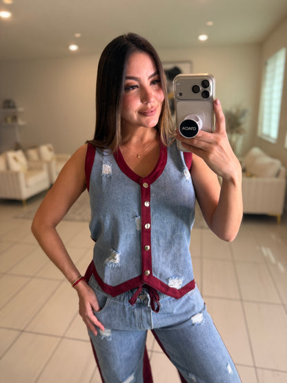 Iconic Wine and Denim Contrast Set