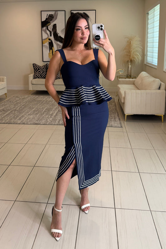 Adorable Affair Navy Blue Skirt Set