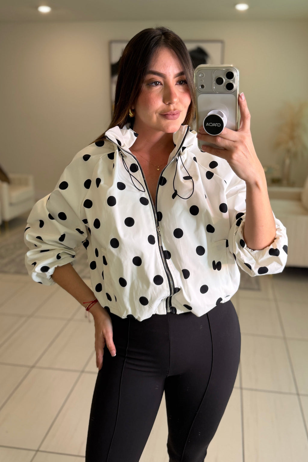 Polka Muse White Bomber Jacket