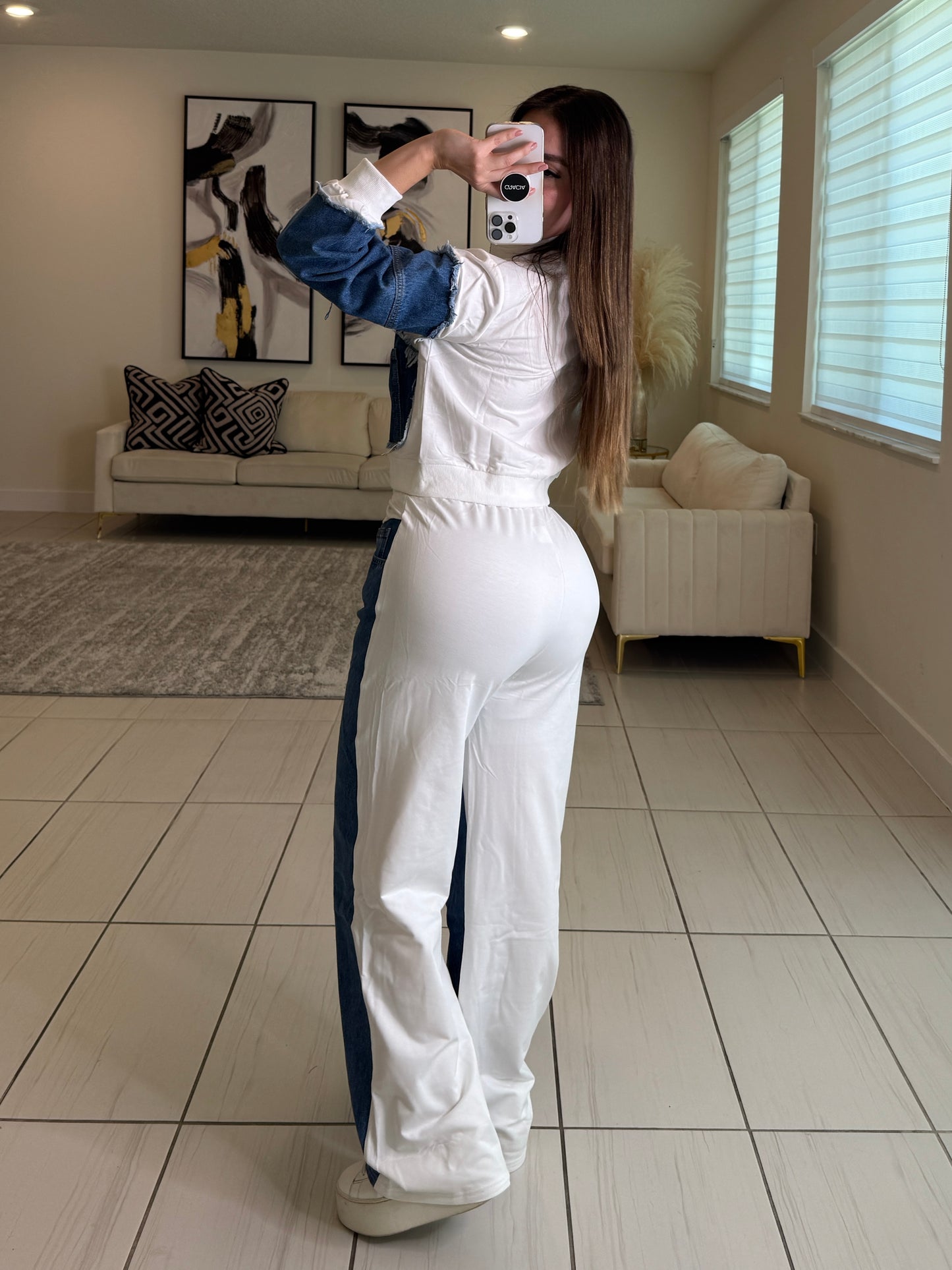 Iconic White and Denim Contrast Set