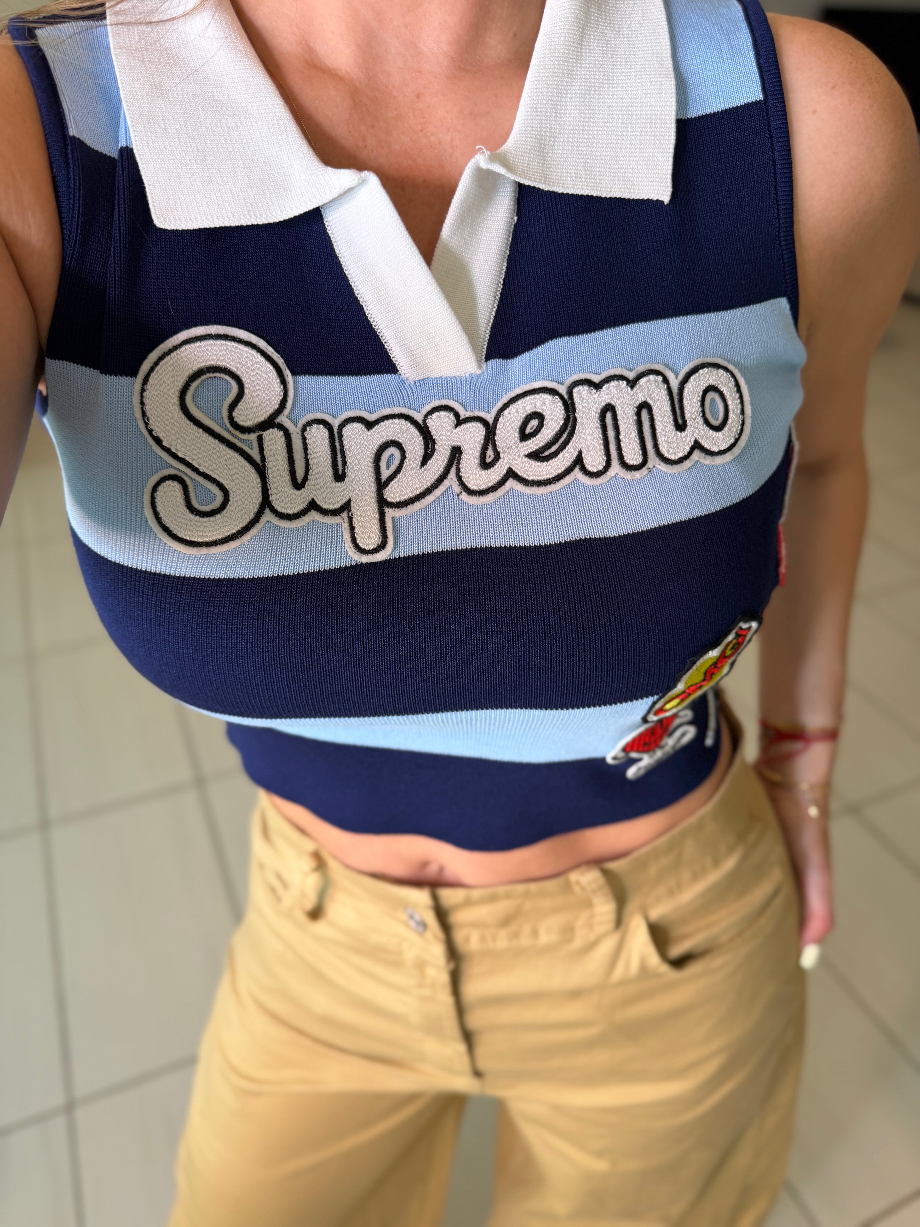 Supremo Horizontal Stripes Blue Top