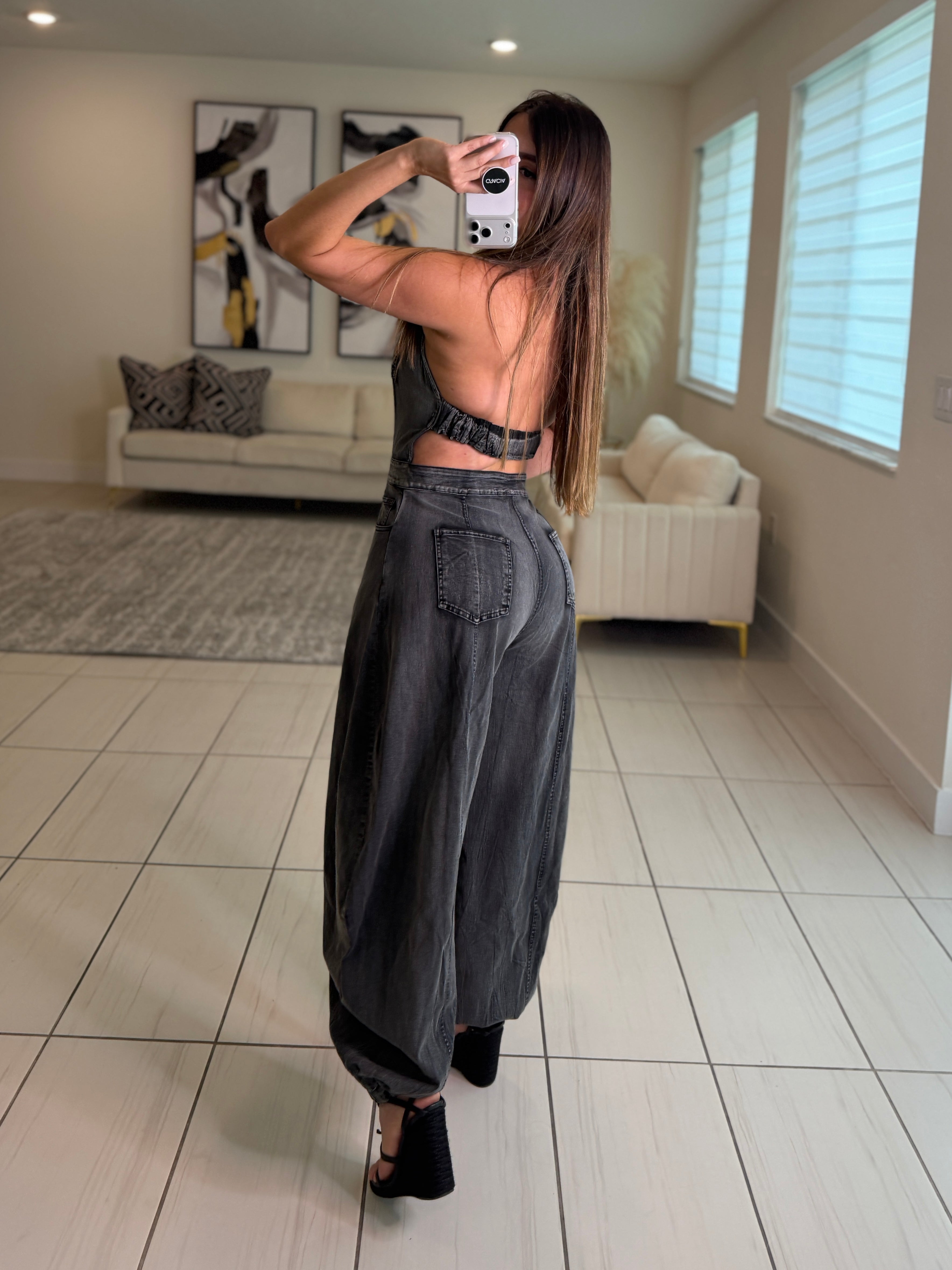 Divine Desire Black Denim Jumpsuit