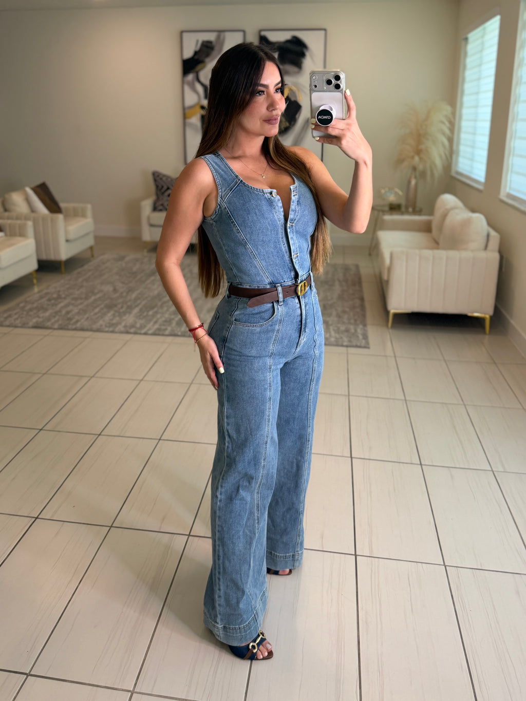 Luxe Stitch Denim Jumpsuit