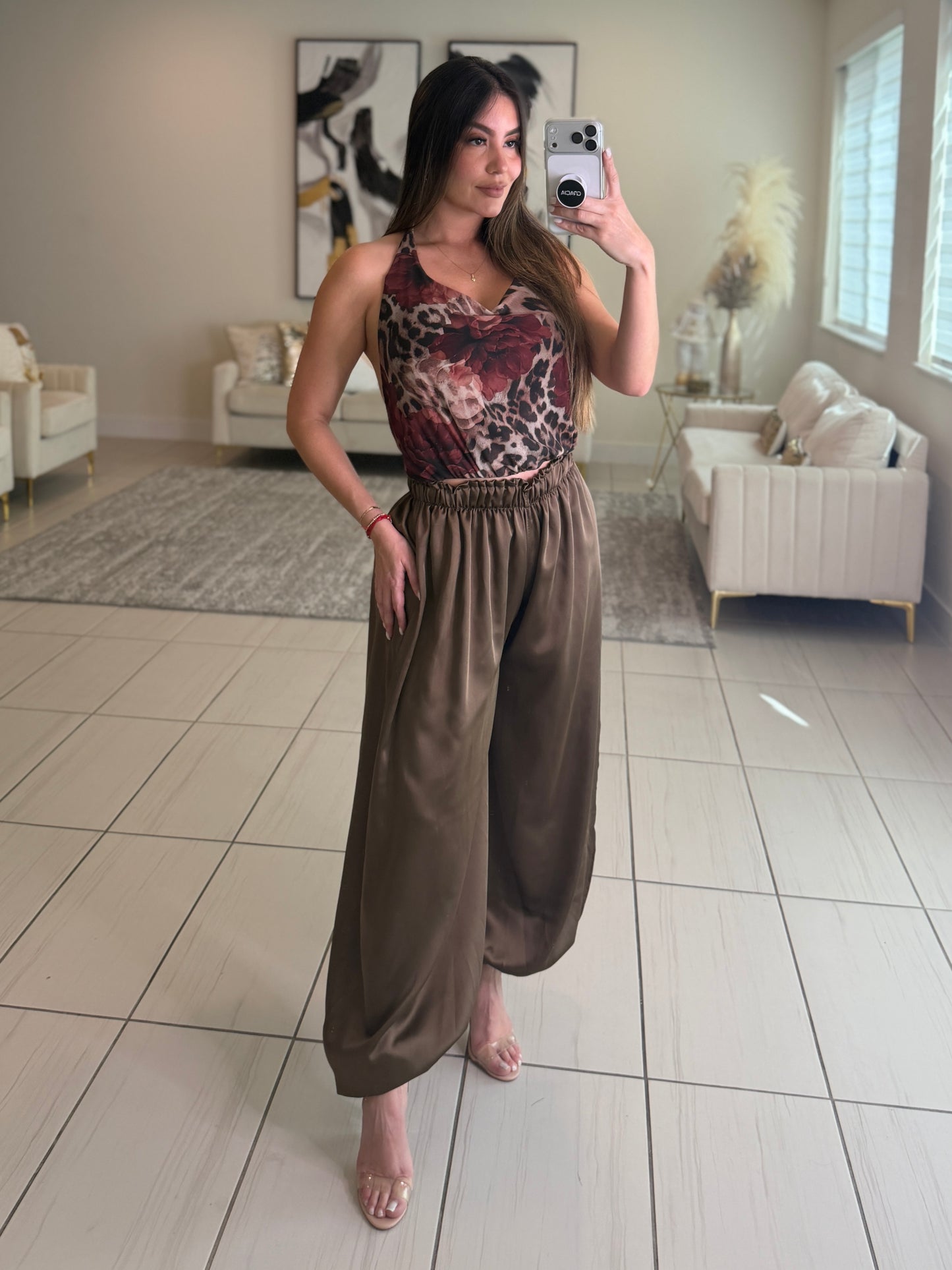 Mystic Rose Mesh Brown Top