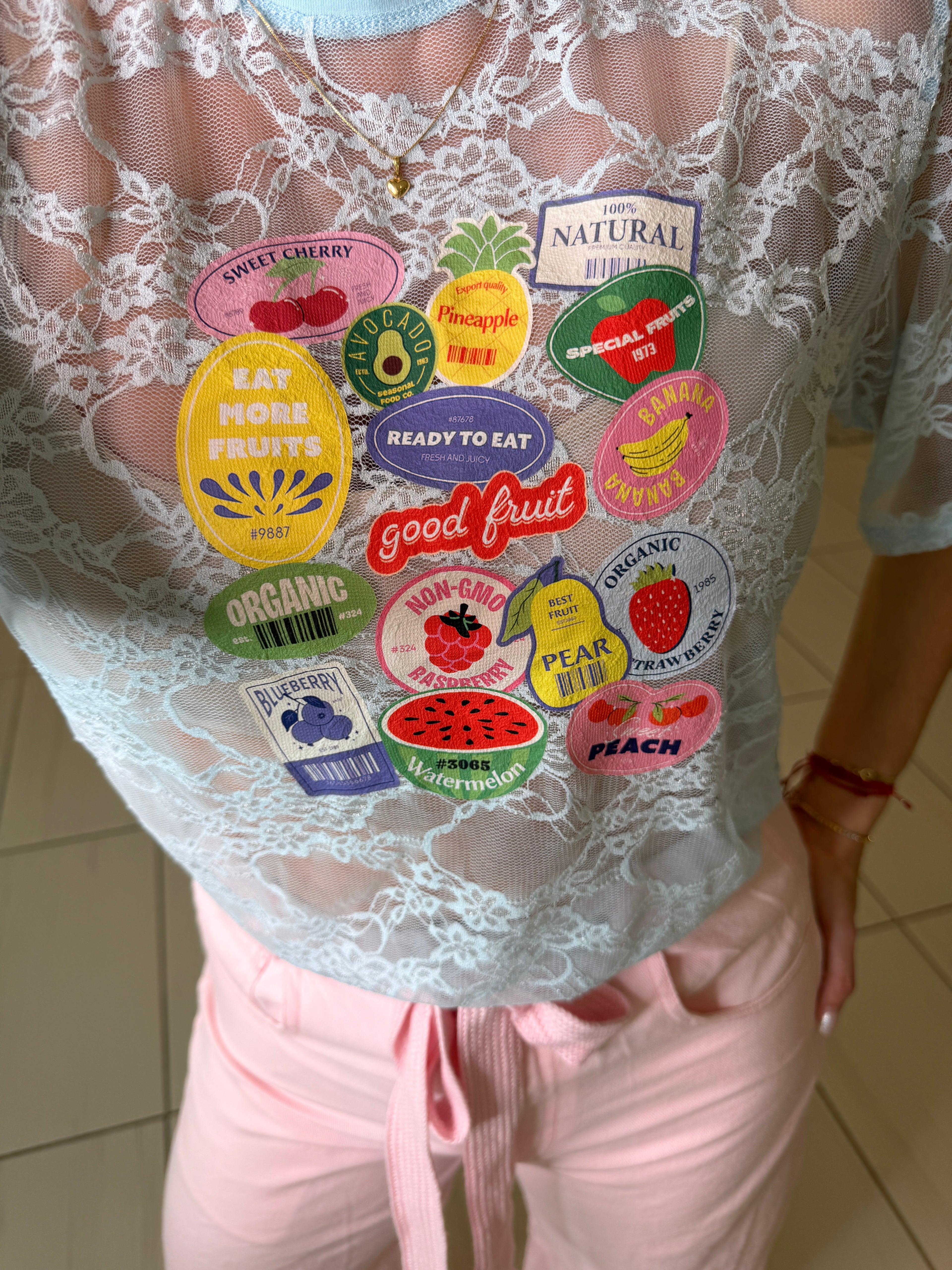 Barcode Lace Blu Tshirt