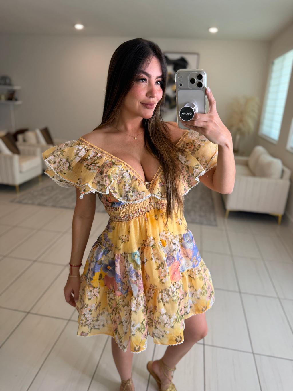Radiant Reverie Floral Yellow Dress