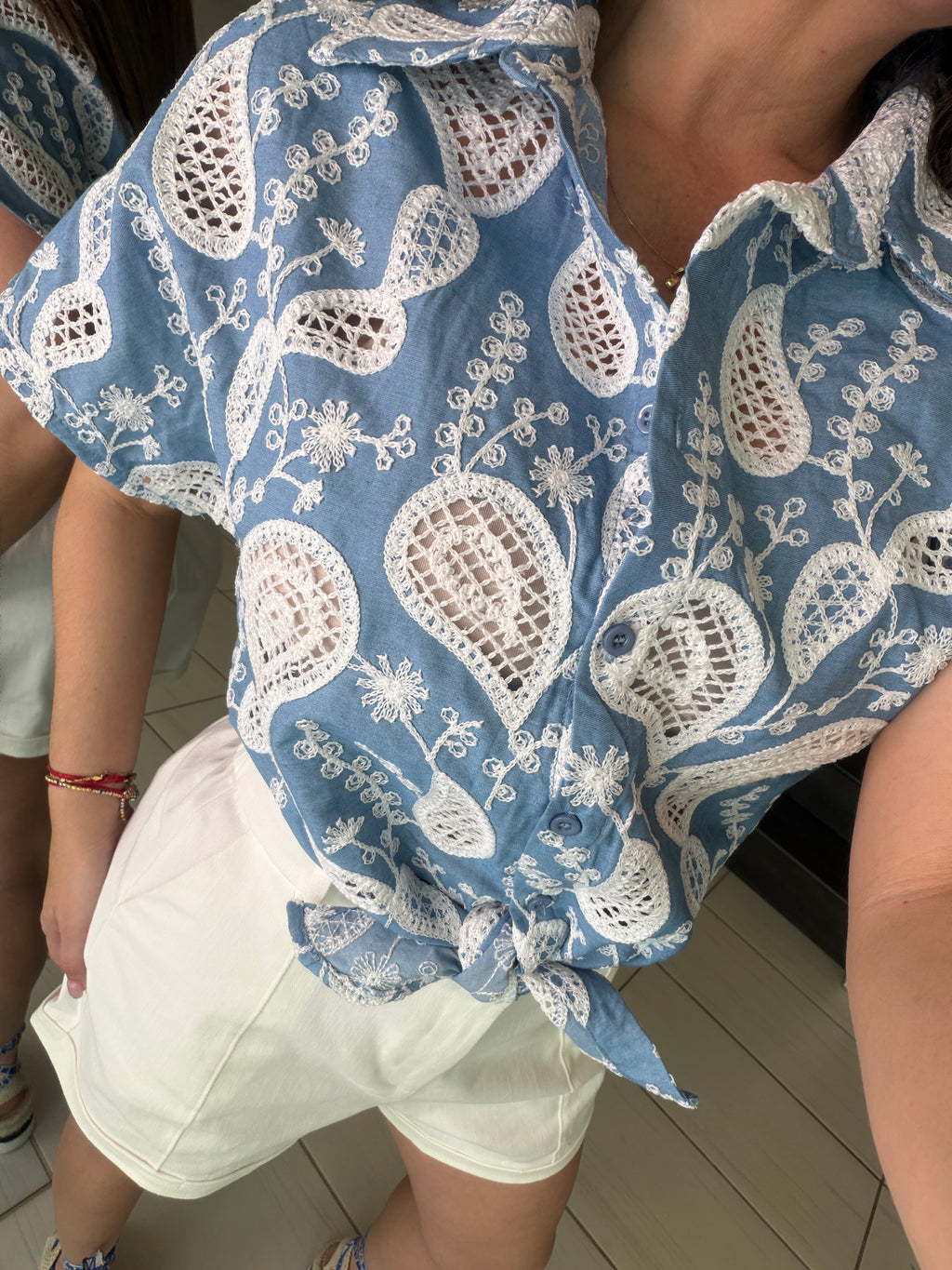 Regal Charm Eyelet Denim Top