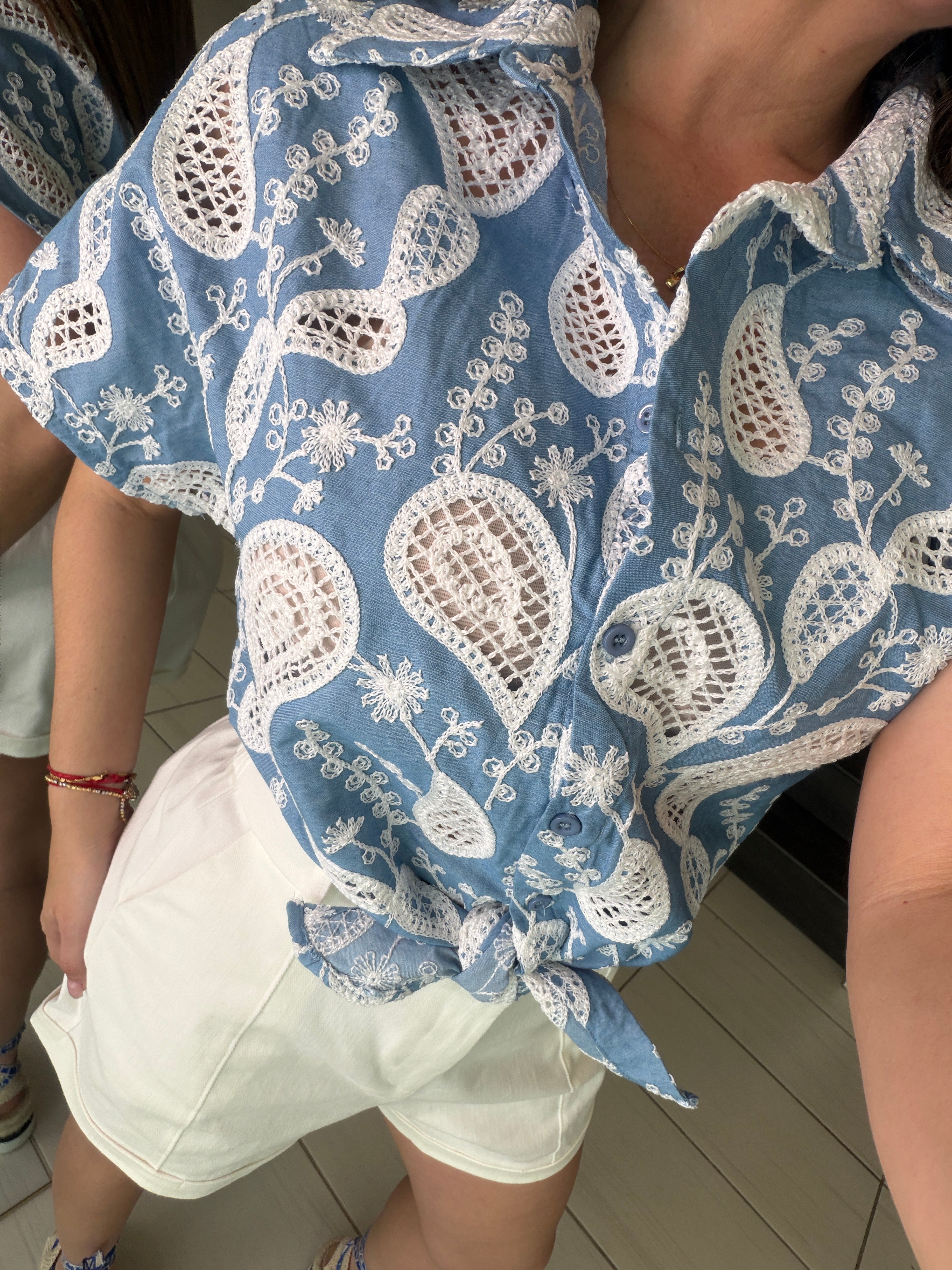 Regal Charm Eyelet Denim Top