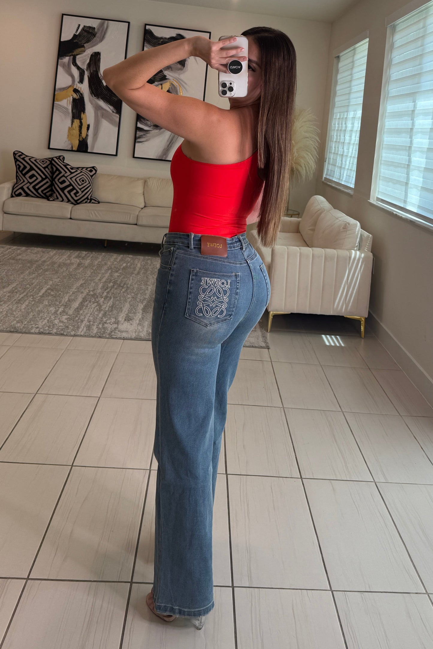 Asymmetrical Red Basic Bodysuit