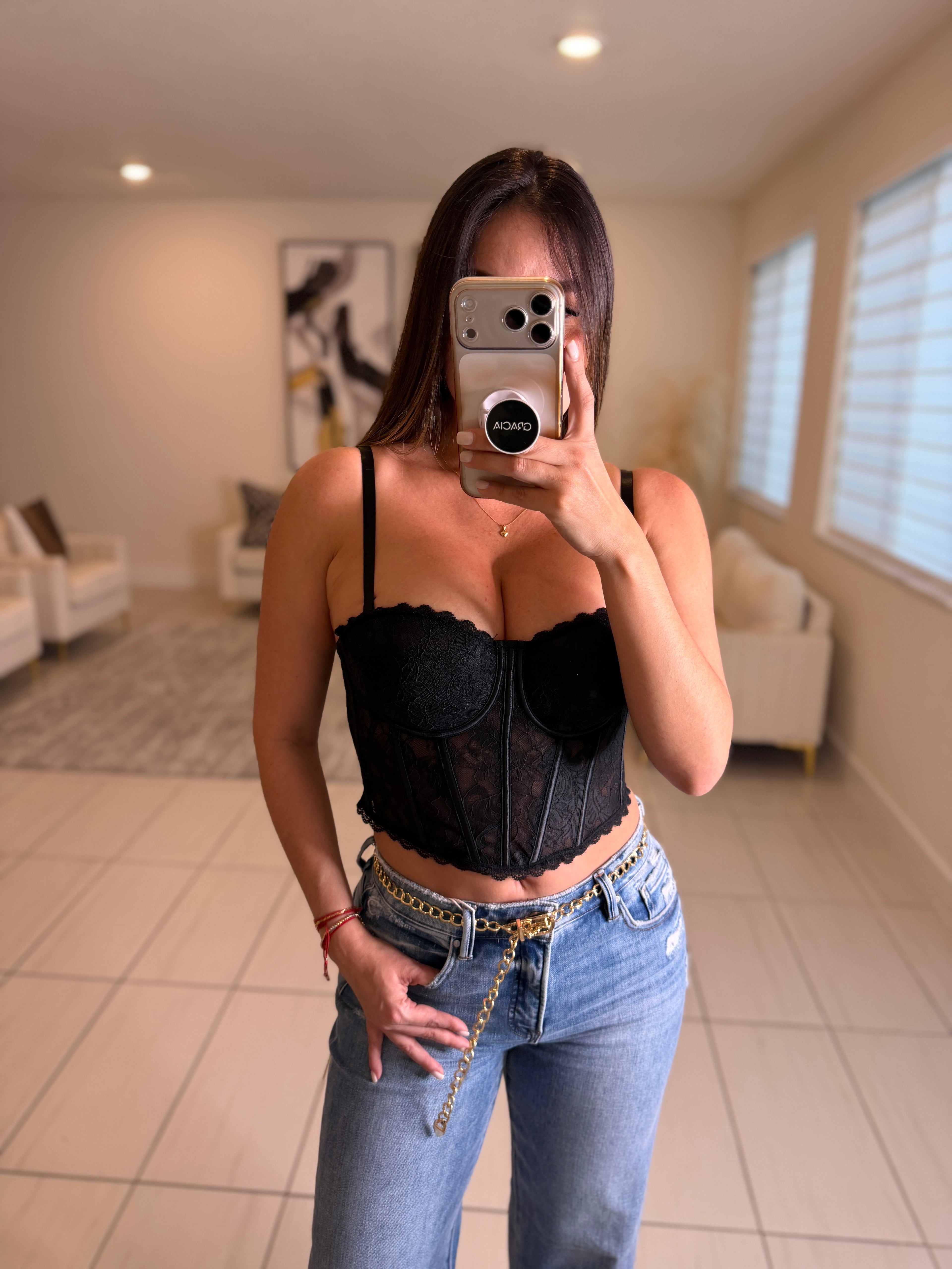 Luxe Serenity Black Corset Top