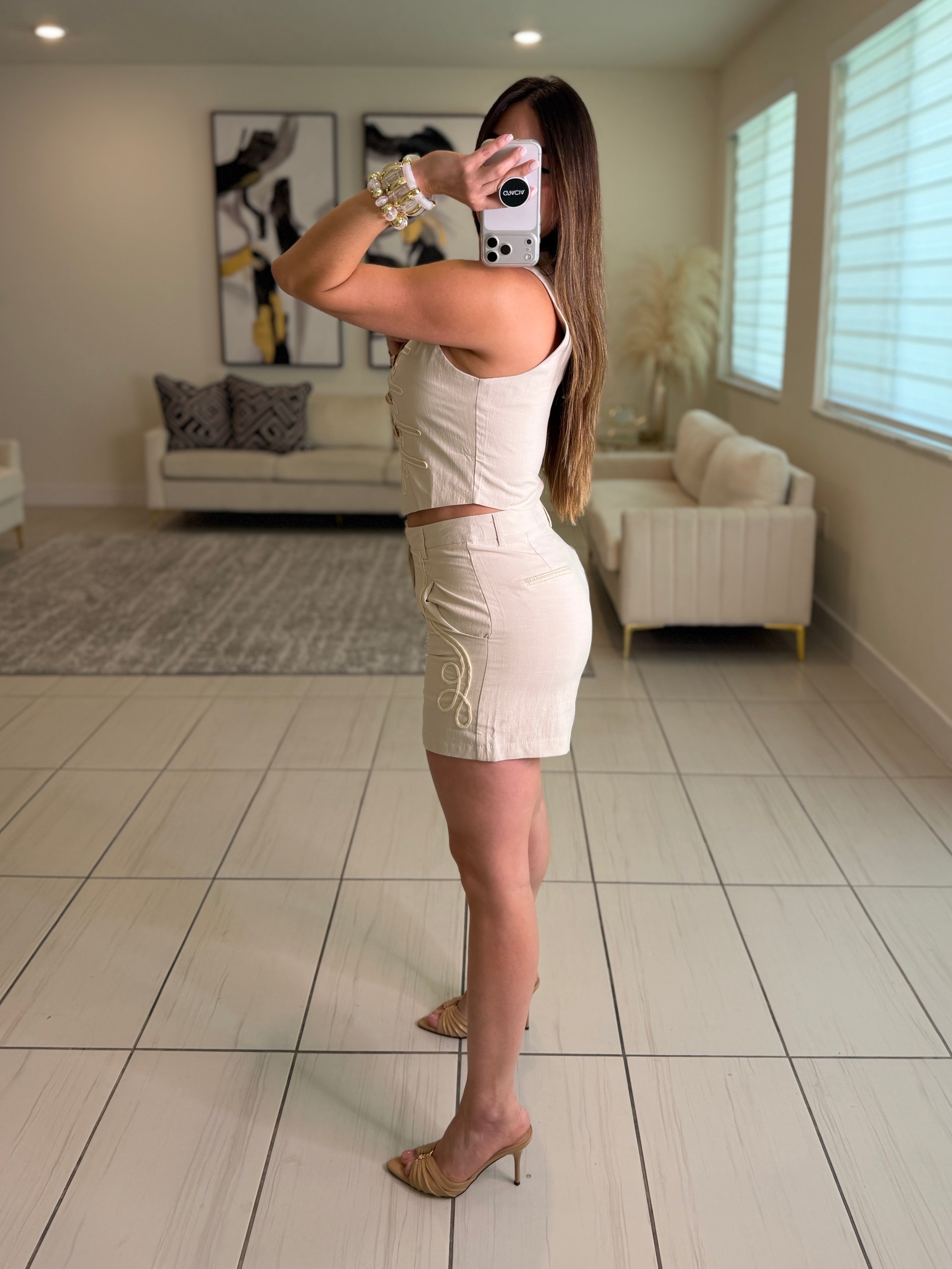 Napoleon Vibes Beige Shorts Set