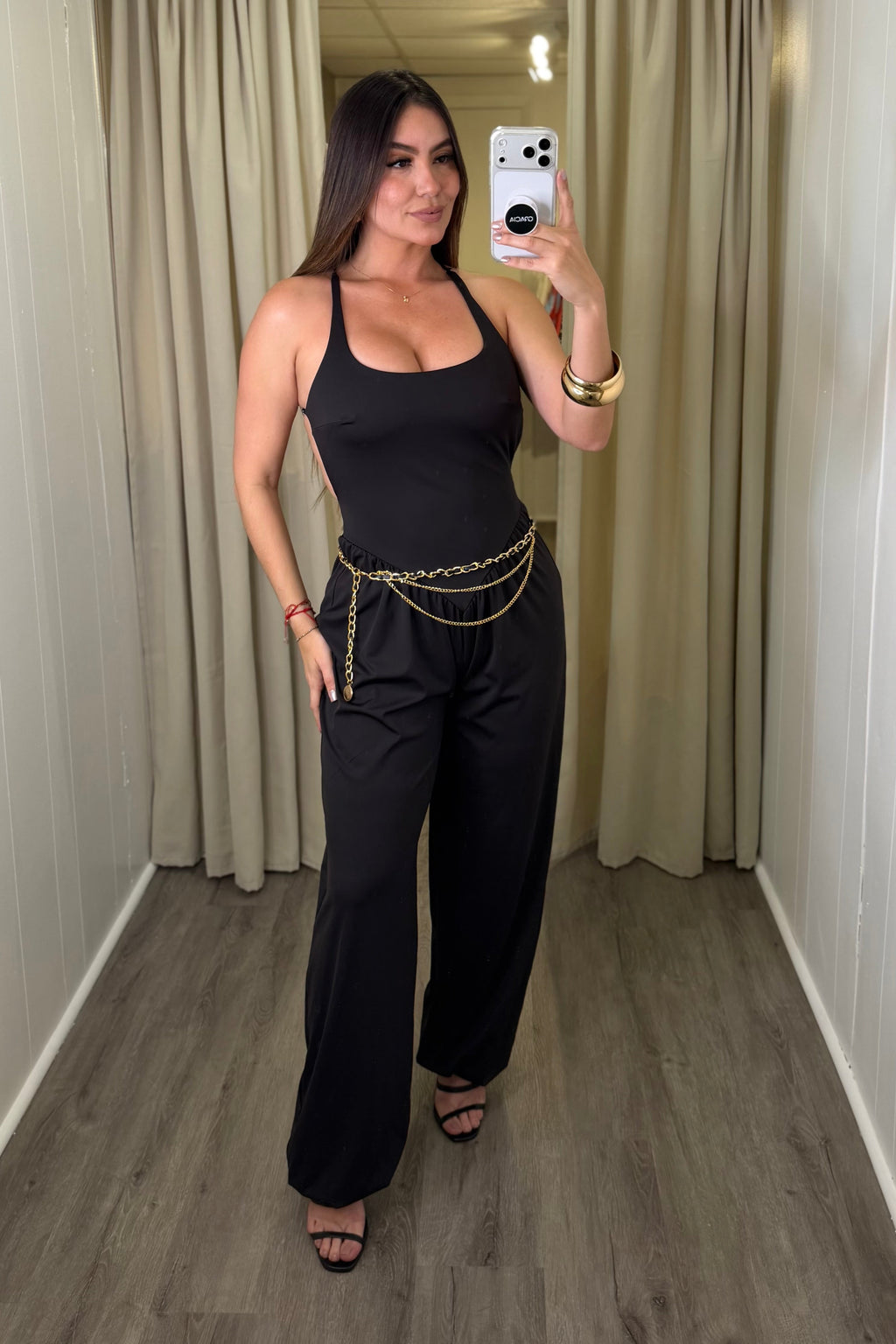 Effortless Essence Ruched Black Jumpsuit