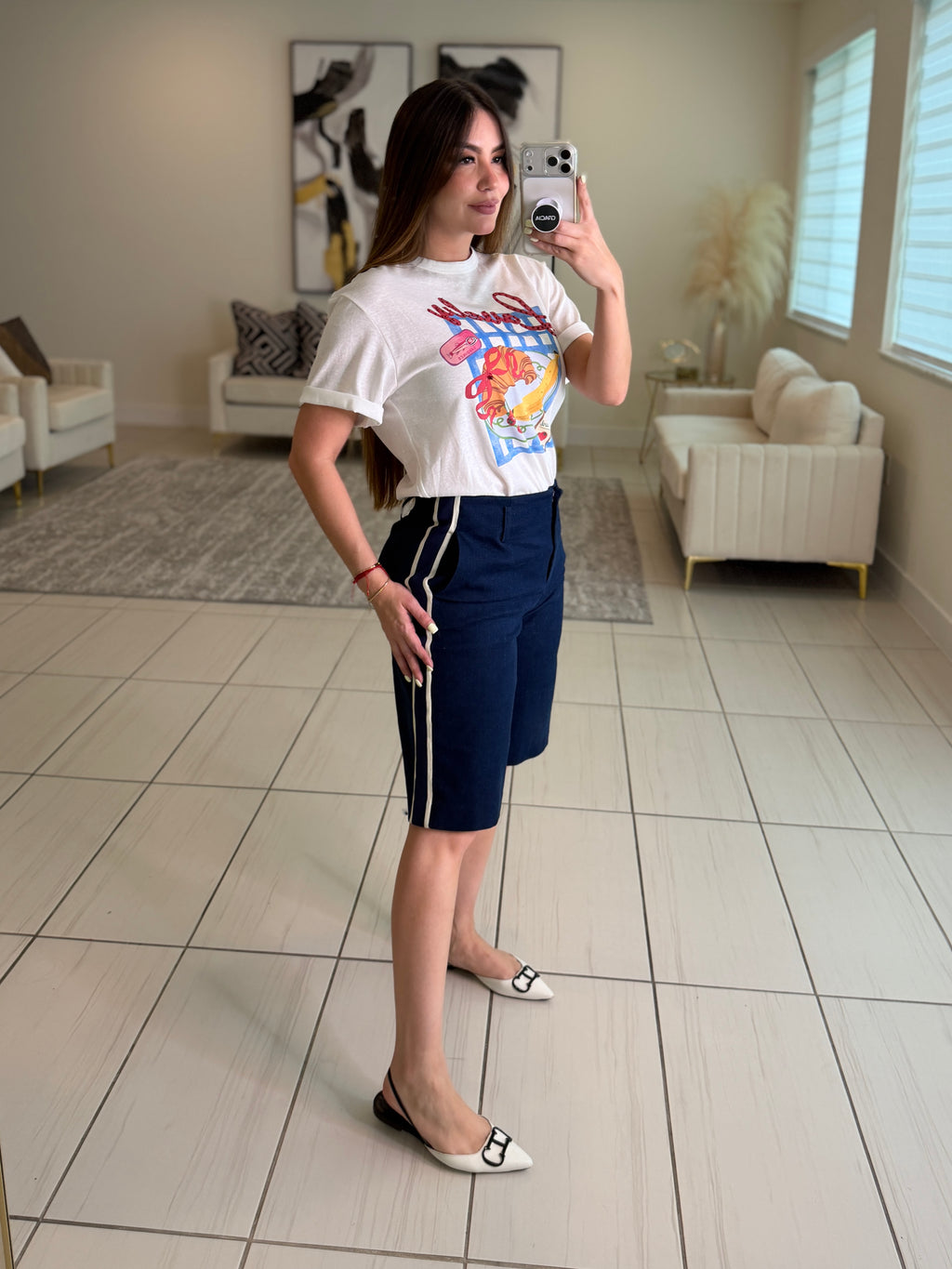 Linear Attraction Navy Blue Bermuda Set