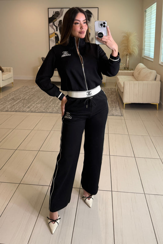 Iconic Structure Black Pants Set