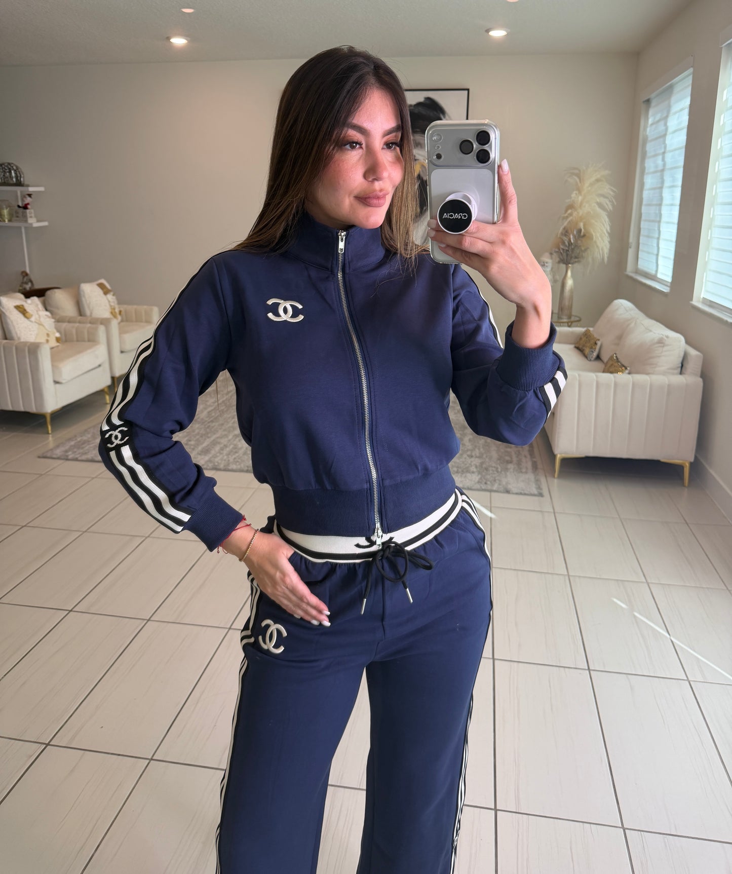 Iconic Structure Navy Blue Pant Set