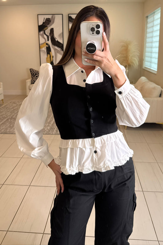 Favorite Contrast White and Black Shirt