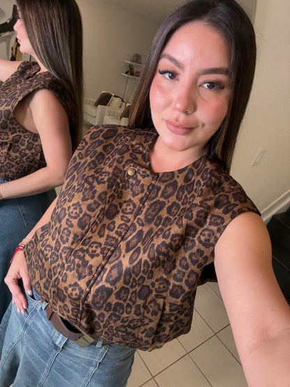 In Demand Cropped Leopard Print Jacket