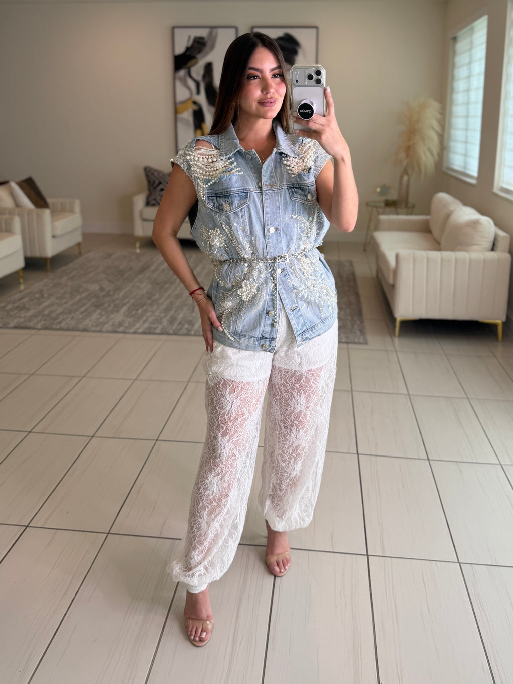 Sweet Lace White Balloon Pants