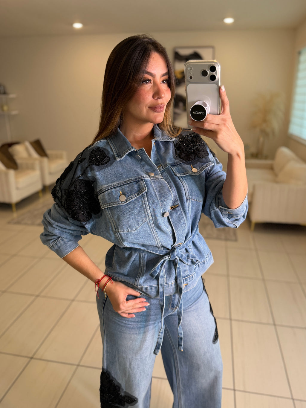 Black Prairie Denim Pant Set