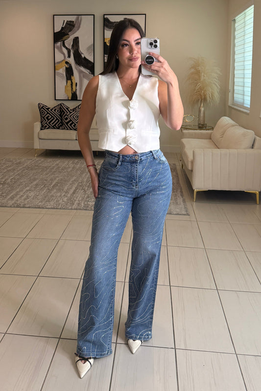 Brightness Lines Denim Pants