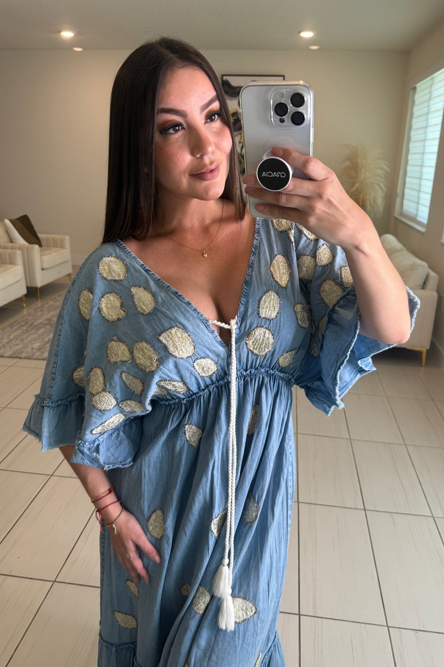 BohoChic Denim Maxi Dress