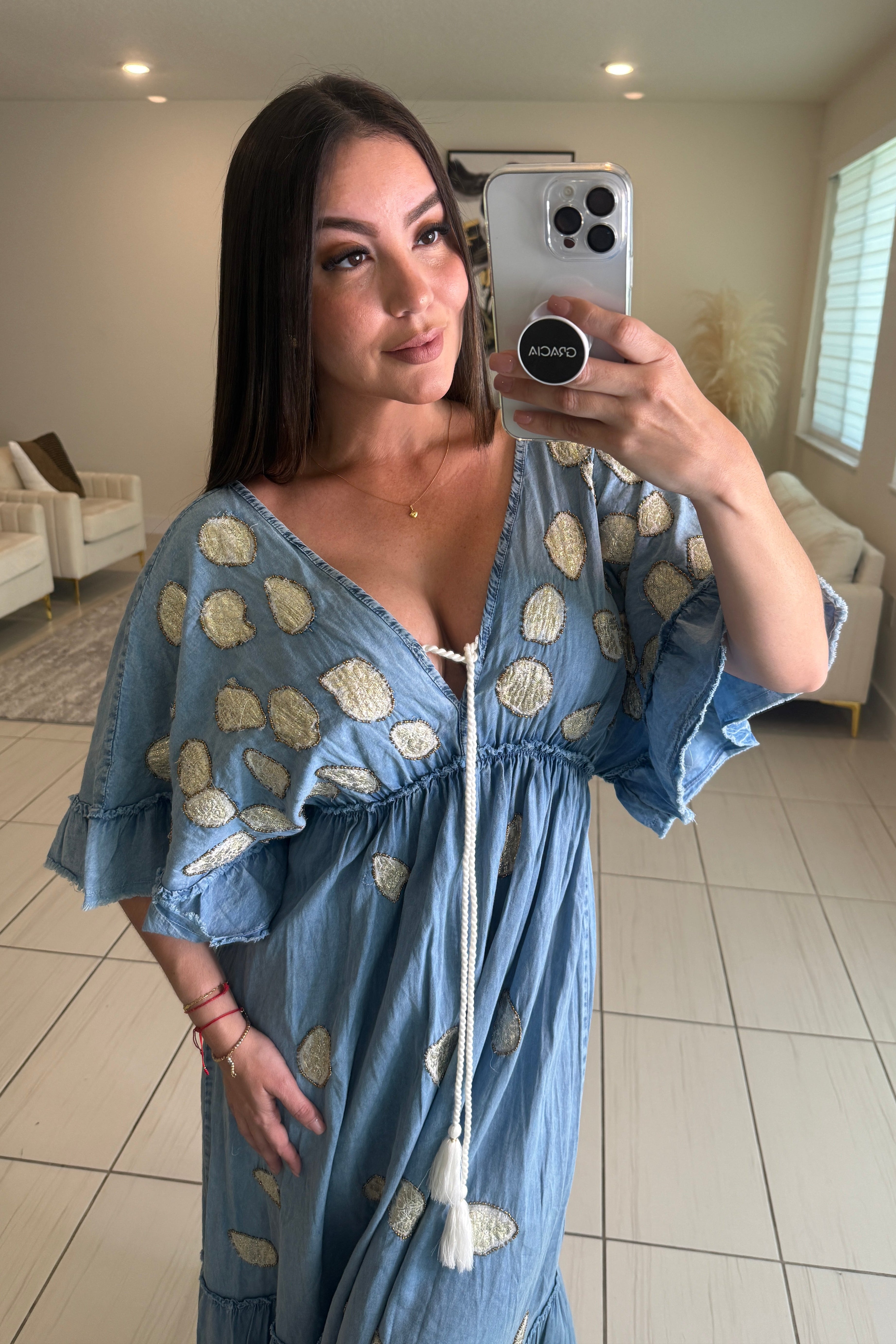 BohoChic Denim Maxi Dress