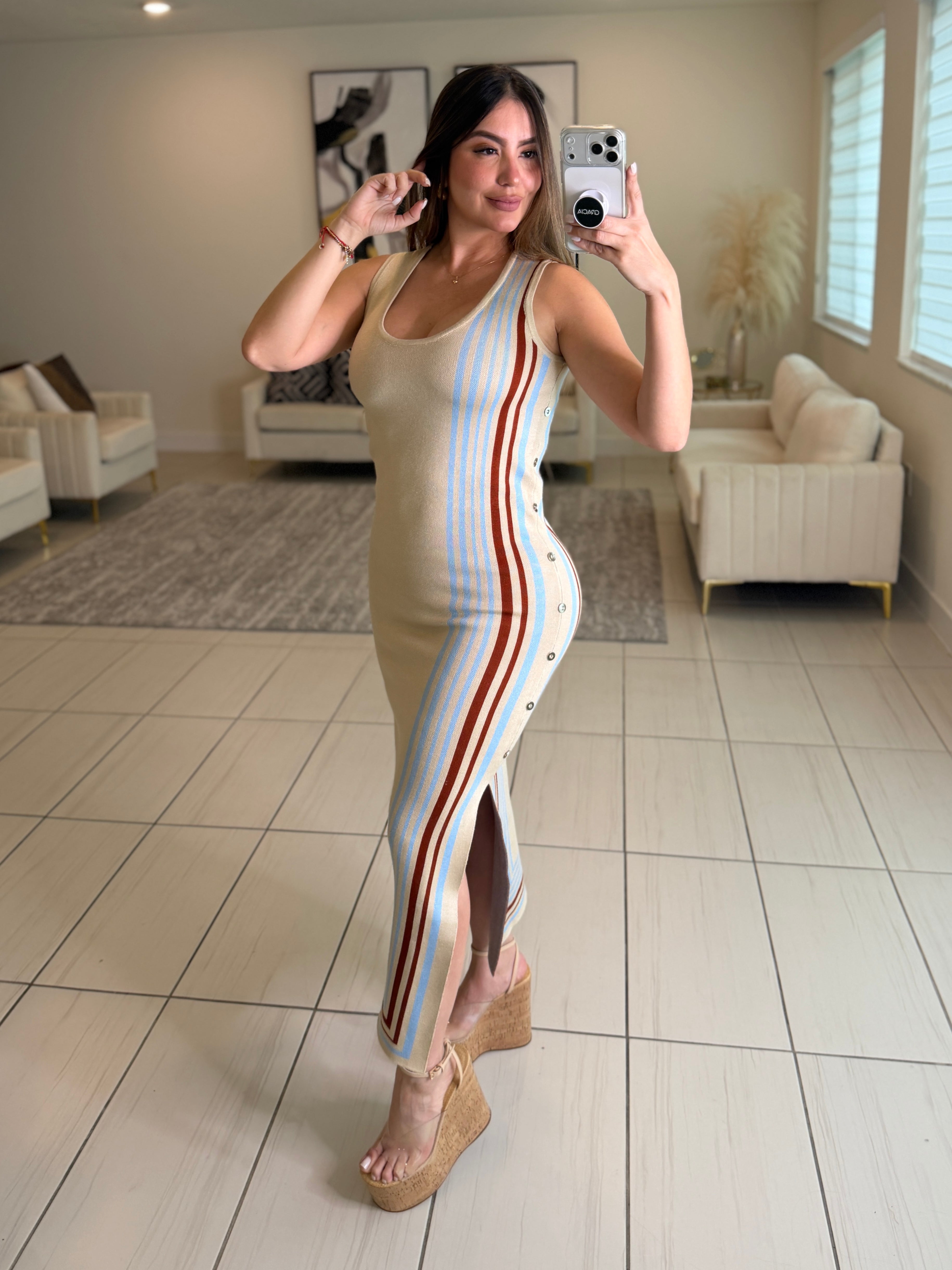 Modern Heiress Knit Beige Dress