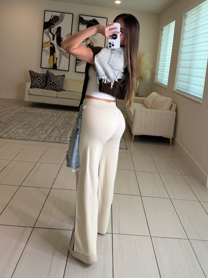 Elite Standard Knit Beige and Brown Pant Set