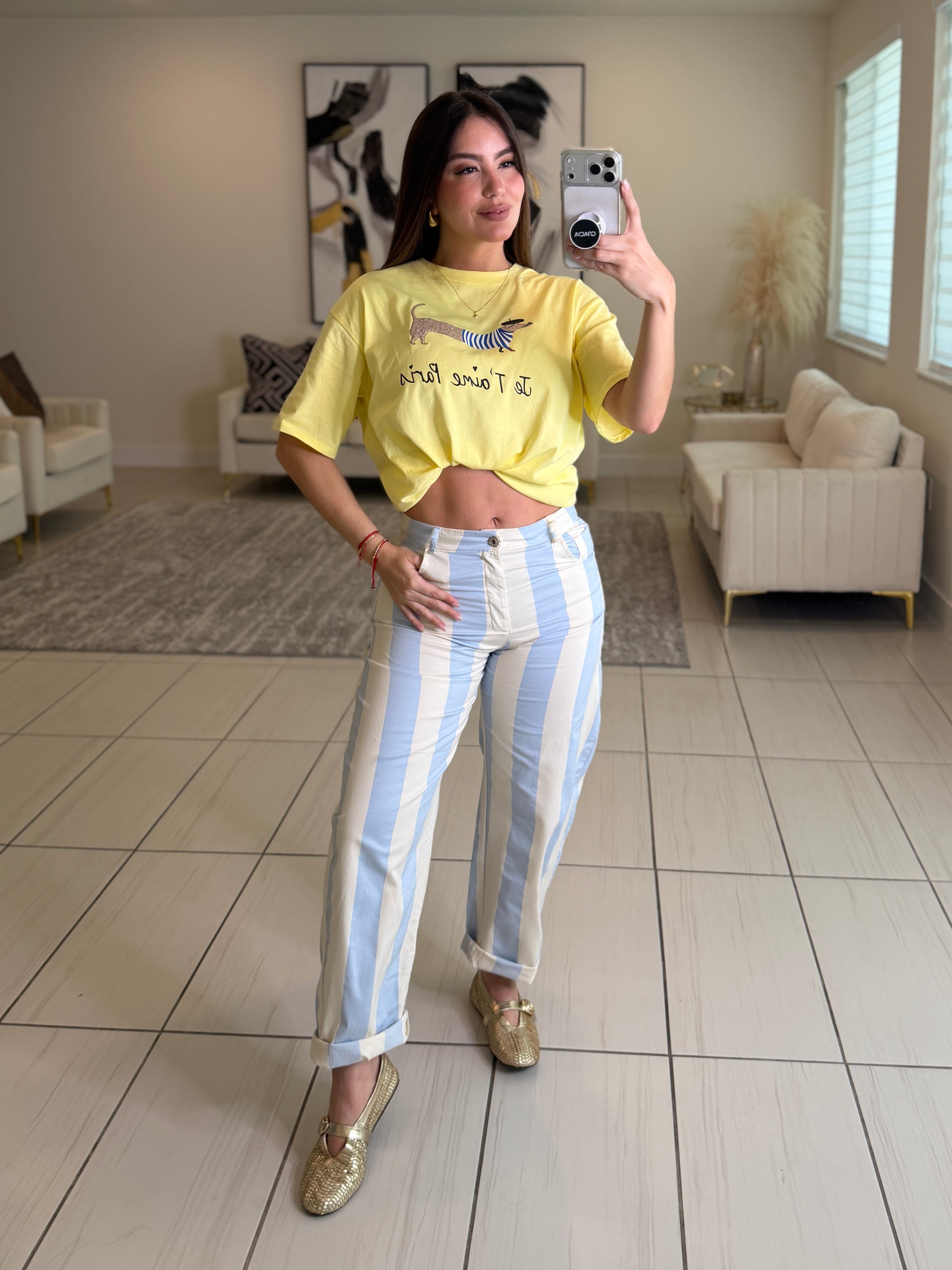 Gravity Stripes Blue Barrel Pants