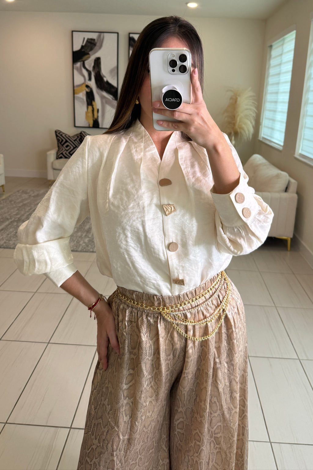 Savage Touch Beige Palazzo Pants